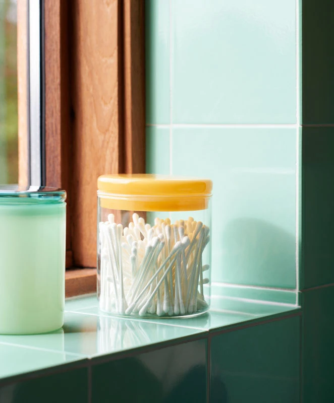 Medium Airtight Jar - / Ø 10 X H 12 Cm - 0.6 L / Glass - Hay - Image 3