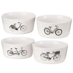 Bikes Bowl - / Set Of 4 - Porcelain - Pols Potten