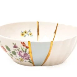 Kintsugi N°3 Salad Bowl - / Ø 19 X H 7 Cm - Porcelain & Fine Gold - Seletti
