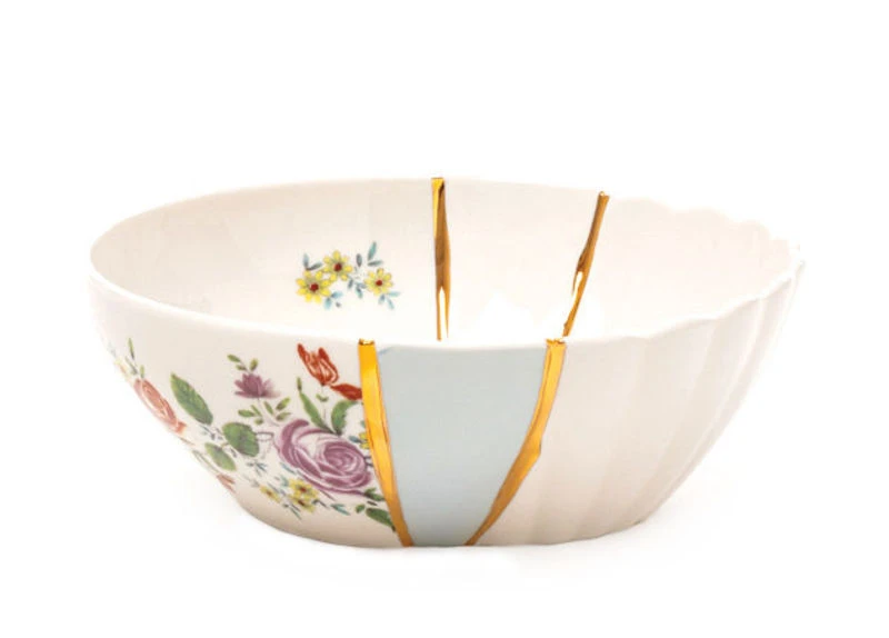 Kintsugi N°3 Salad Bowl - / Ø 19 X H 7 Cm - Porcelain & Fine Gold - Seletti