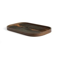 Bronze Organic Tray - / 42 X 24 Cm - Wood & Hand-painted Glass - Ethnicraft