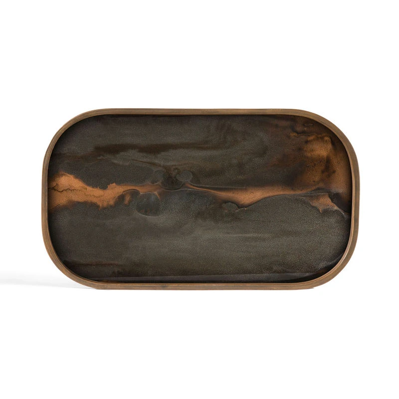 Bronze Organic Tray - / 42 X 24 Cm - Wood & Hand-painted Glass - Ethnicraft - Image 2