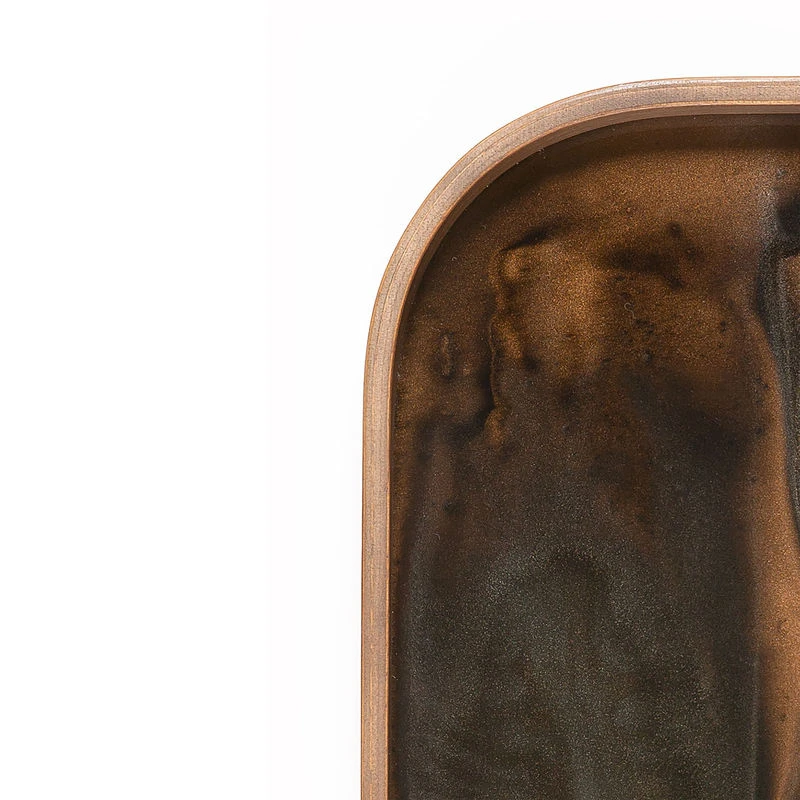 Bronze Organic Tray - / 42 X 24 Cm - Wood & Hand-painted Glass - Ethnicraft - Image 3