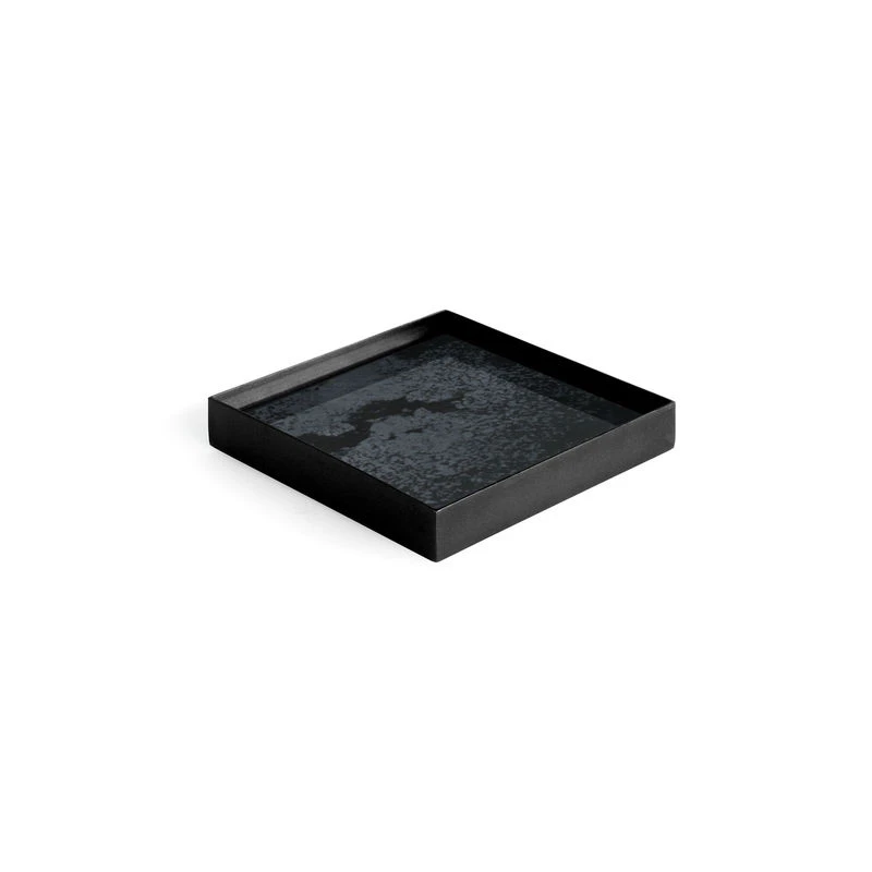 Charcoal Mirror Tray - / Trinket Tray - 16 X 16 Cm - Metal & Glass - Ethnicraft