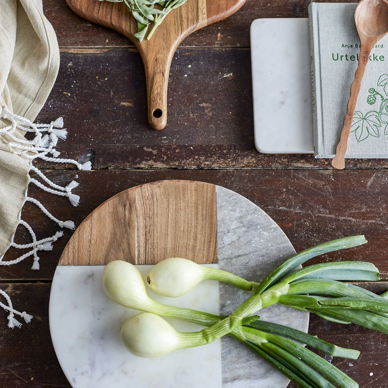 Olly Tray - / Marble & Acacia - Ø 30.5 Cm - Bloomingville - Image 3