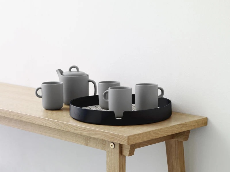 Salon Tray - / Ø 40 Cm – Wood & Rottan Teak - Normann Copenhagen - Image 4